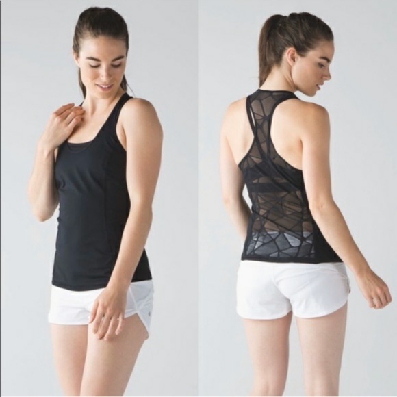 lululemon athletica Tops - Lululemon Black Goal Crusher Mesh Back Tank Top